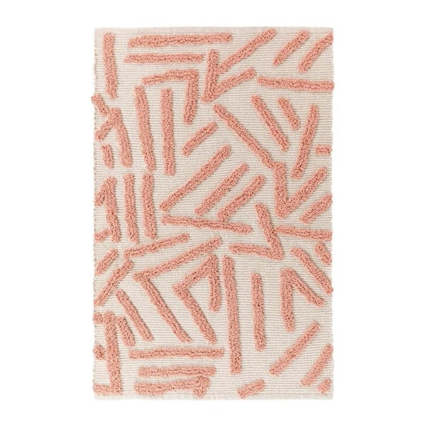 Tappeto lavabile rosa e crema 60x90 cm Athena - douceur d'intérieur