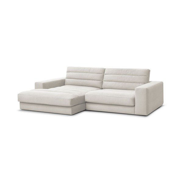 Divano angolare beige (con penisola a sinistra/con chaise lounge) con rivestimento in velluto Sierra – Bobochic Paris-image-3