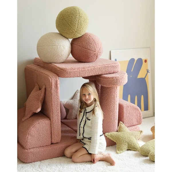 Cuscino per divano da bambini rosa con rivestimento in bouclé Ball – Wigiwama-image-3