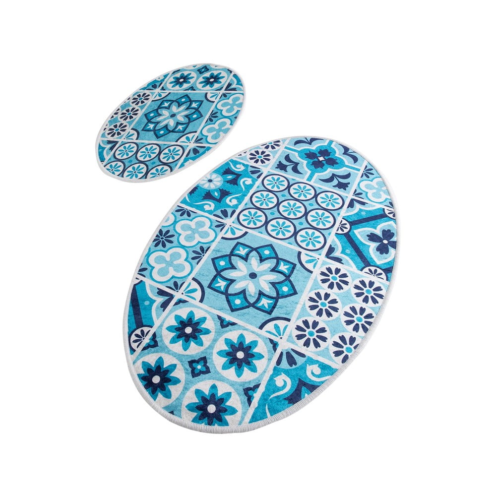 Set di tappetini per il bagno blu 2 pz 60x100 cm Ceramic – Foutastic | Tappeti per il bagno