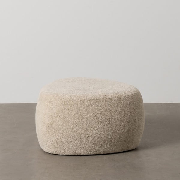 Poggiapiedi beige con rivestimento in bouclé – Ixia-image-1