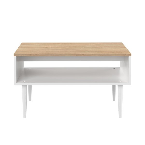 Tavolino bianco con piano in rovere 80x47 cm Horizon - TemaHome
