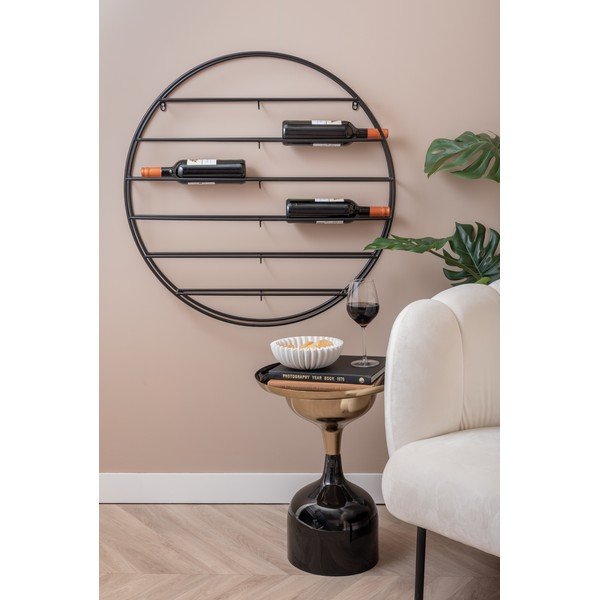 Portabottiglie da parete nero in metallo numero di bottiglie 12 80x80x9 cm Redondo – PT LIVING-image-1