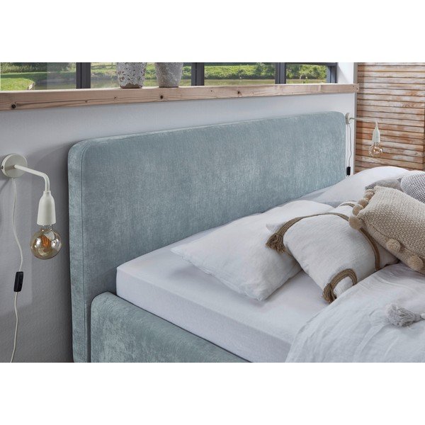 Letto matrimoniale imbottito azzurro rete non inclusa 180x200 cm Mattis – Meise Möbel-image-2