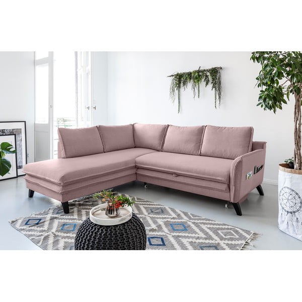 Divano letto angolare rosa cipria L, angolo sinistro Charming Charlie - Miuform-image-4