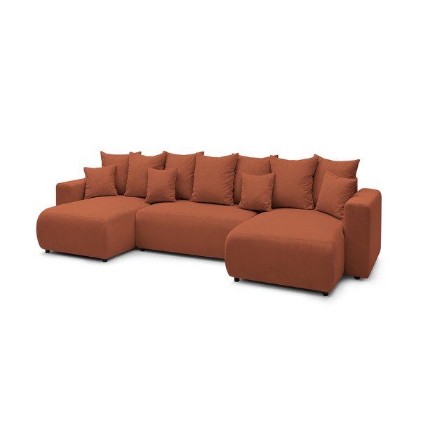Divano letto a U in velluto rosso terracotta Envy - Bobochic Paris-image-3