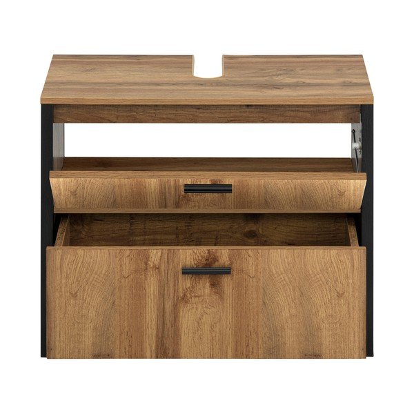 Mobile lavabo marrone con due cassetti Werra - Støraa-image-2