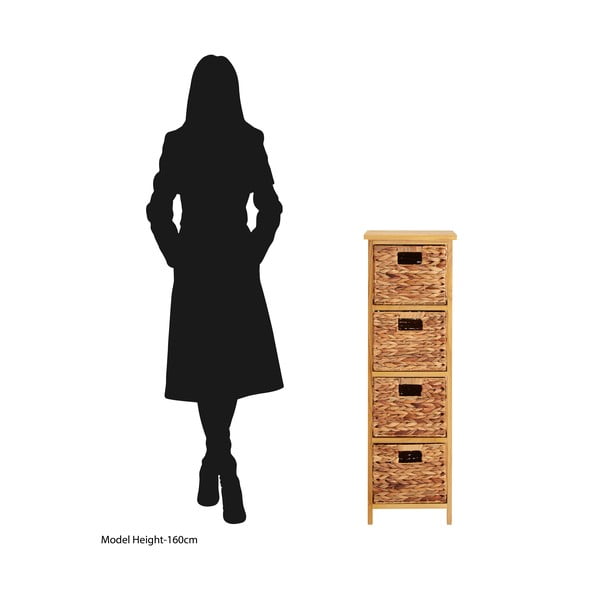 Cassettiera alta in legno massiccio di pavlovnia in colore naturale 32x100 cm - Premier Housewares-image-3