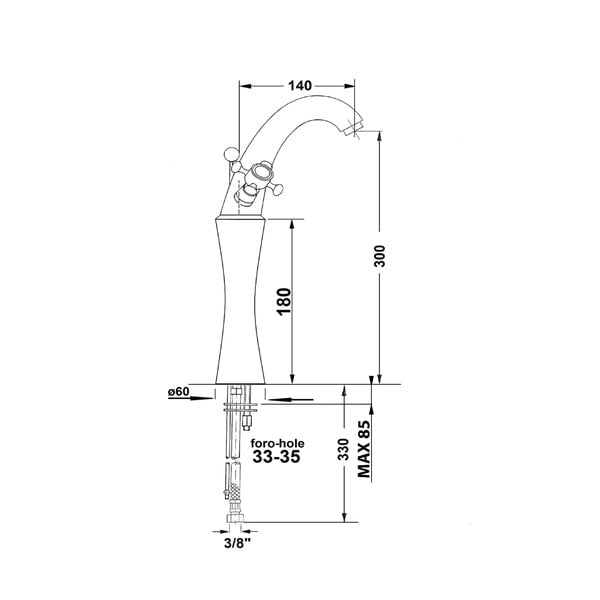 Rubinetto per lavandino color bronzo verticale Antea – Sapho-image-4