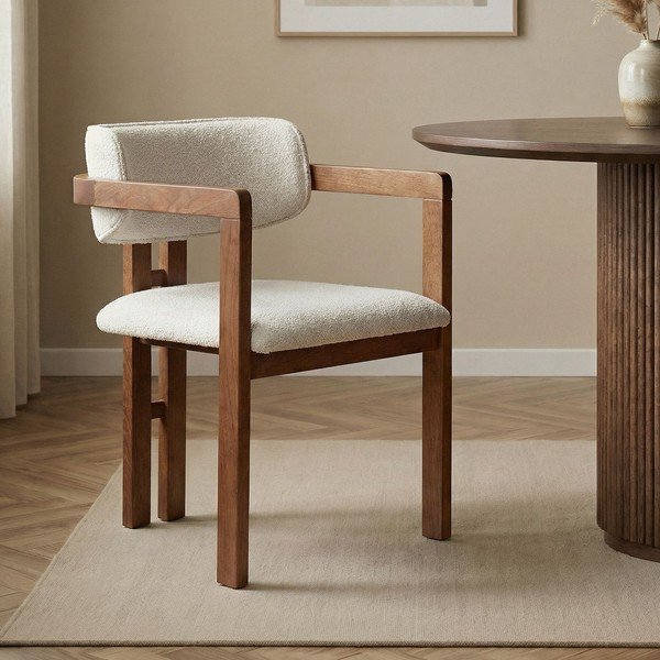 Sedia da pranzo bianca con braccioli Toscana – Kalune Design-image-1