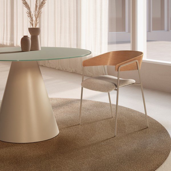 Set di sedie da pranzo grigio chiaro/di colore naturale in imbottito con braccioli 2 pz Cora – MOME-image-1