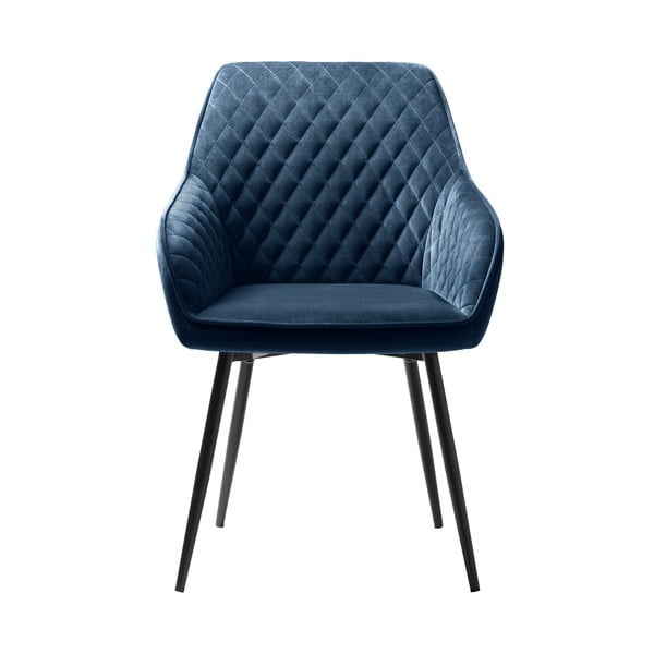 Sedia da pranzo blu in imbottito con braccioli Milton – Unique Furniture-image-1