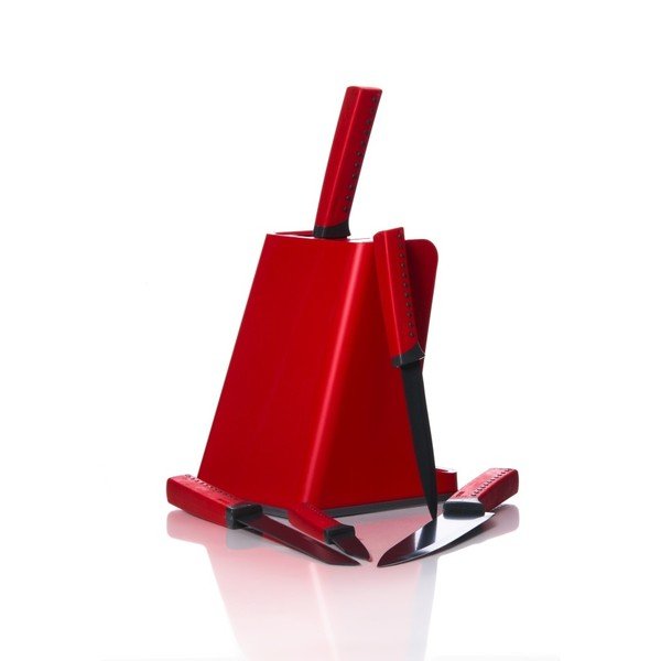 Set červeného bloku na nože a 5 nožů Red