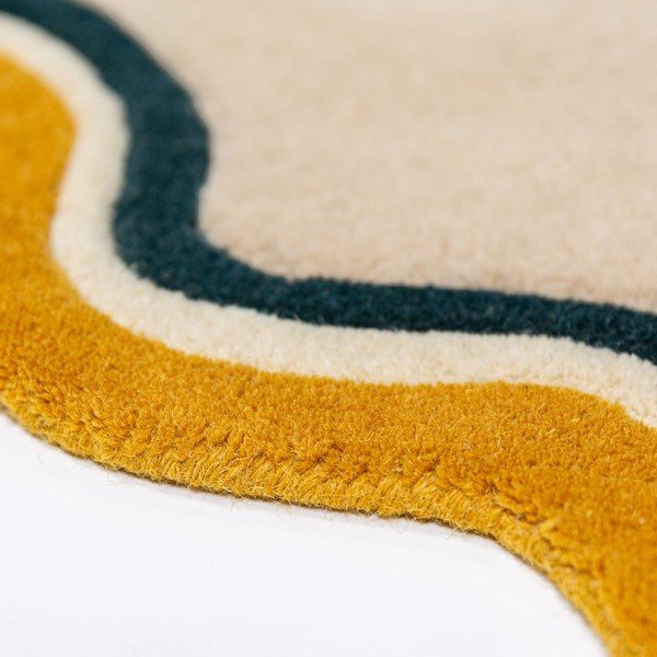 Tappeto rotondo di colore naturale in lana tessuto a mano ø 180 cm Leo Scallop – Flair Rugs-image-3