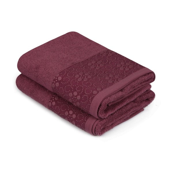 Set di 2 asciugamani in puro cotone rosso scuro Grande, 50 x 90 cm - Soft Kiss