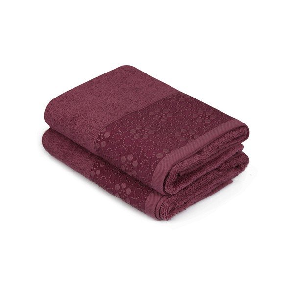 Set di 2 asciugamani in puro cotone rosso scuro Grande, 50 x 90 cm - Soft Kiss