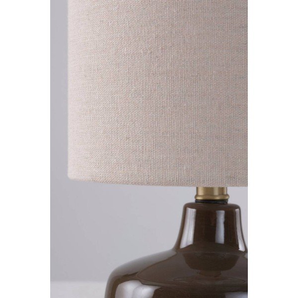 Lampada da tavolo marrone/color crema in ceramica (altezza totale 29 cm) Laila – Jotex-image-3