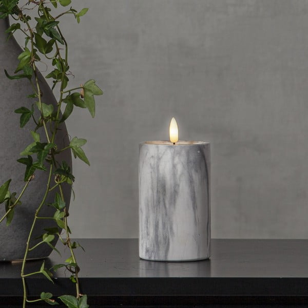 Candela LED in cemento grigio e bianco, altezza 15 cm Flamme Marble - Star Trading