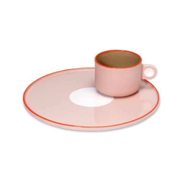 Set di tazze e piatti in gres rosa, 250 ml Greta - Remember