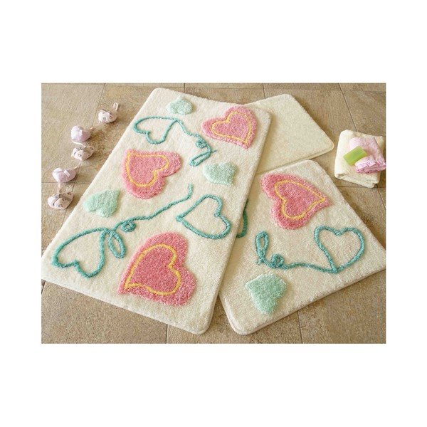 Set di 3 tappetini da bagno Alessia Askim Rosa - Foutastic