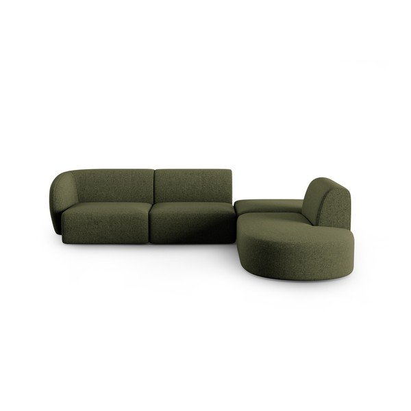 Divano angolare verde (con penisola a destra/a L) con rivestimento in ciniglia Paolo – Milo Casa