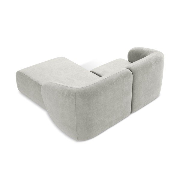 Divano angolare grigio chiaro (con penisola a destra/con chaise lounge) con rivestimento in ciniglia Lani – Makamii-image-3