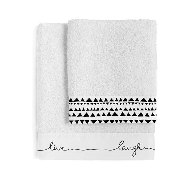 Set di 2 asciugamani in cotone Live Live Juego - Blanc