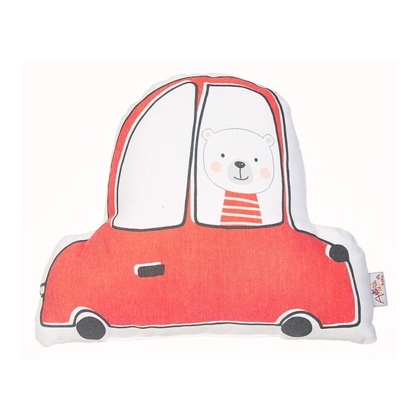 Cuscino per bambini rosso con cotone Mike & Co. Cuscino NEW YORK Auto giocattolo, 25 x 30 cm - Mike & Co. NEW YORK