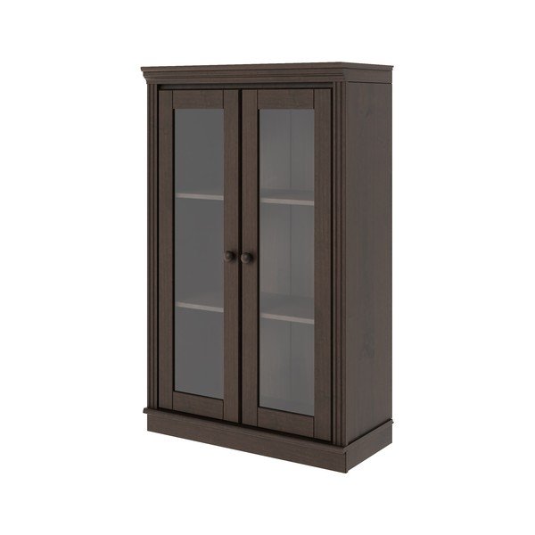 Vetrina marrone scuro in pino massiccio 74x118x35 cm Anita – Støraa-image-2