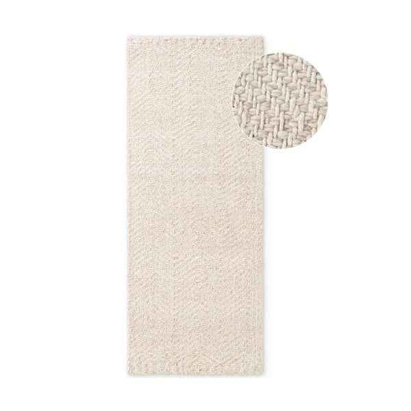 Passatoia color crema e avorio in misto lana tessuta a mano 80x200 cm Majoli – Elle Decoration