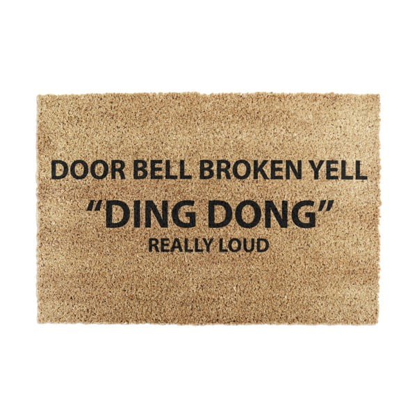 Stuoia di cocco naturale, 40 x 60 cm Yell Ding Dong - Artsy Doormats