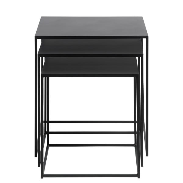 Tavolini in metallo nero in set di 3 pezzi 50x50 cm Pebble - Unique Furniture-image-3
