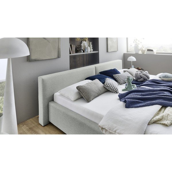 Letto matrimoniale imbottito grigio chiaro con contenitore con rete inclusa 200x240 cm Cube – Meise Möbel-image-2
