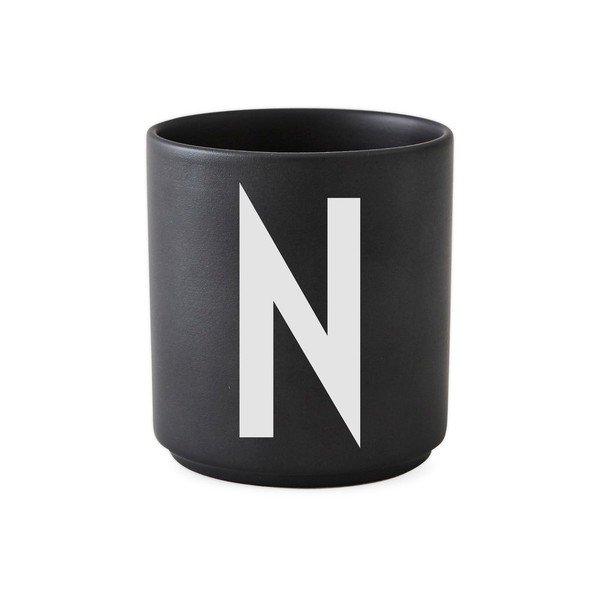Tazza in porcellana nera Alphabet N 250 ml A-Z - Design Letters