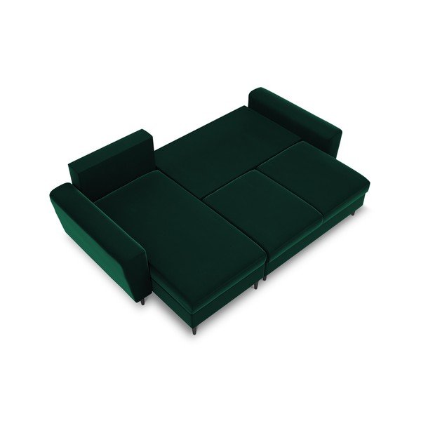 Divano angolare verde allungabile e con contenitore con rivestimento in velluto Kyoto – Cosmopolitan Design-image-1