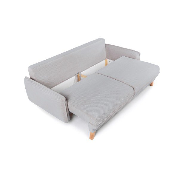 Divano grigio chiaro allungabile/con contenitore con rivestimento in velluto a coste 218 cm Tori – Bonami Selection-image-3