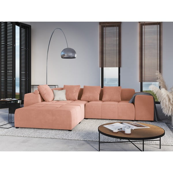 Bracciolo in velluto rosa per divano componibile Rome Velvet - Cosmopolitan Design-image-4