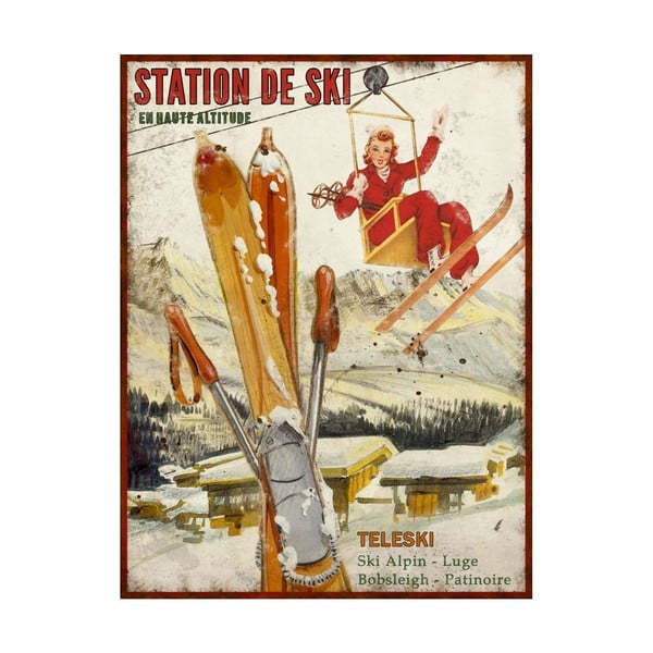 Insegna in metallo 25x33 cm Station de Ski - Antic Line