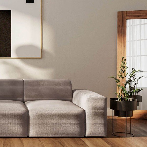 Divano beige rivestito in velluto a coste 285 cm Villet – Rodier-image-4