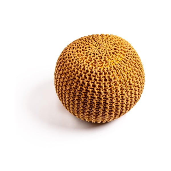 Poggiapiedi giallo con rivestimento in lavorato a maglia Jagger – Bonami Essentials-image-1