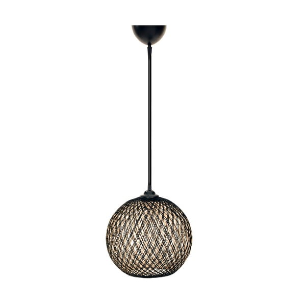 Lampadario nero/in marrone scuro con paralume in iuta ø 24 cm – Opviq lights