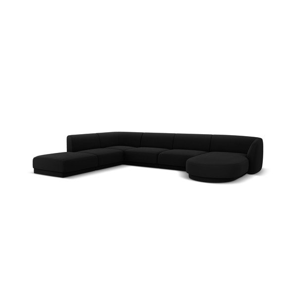 Divano angolare in velluto nero (angolo sinistro) Miley - Micadoni Home-image-3