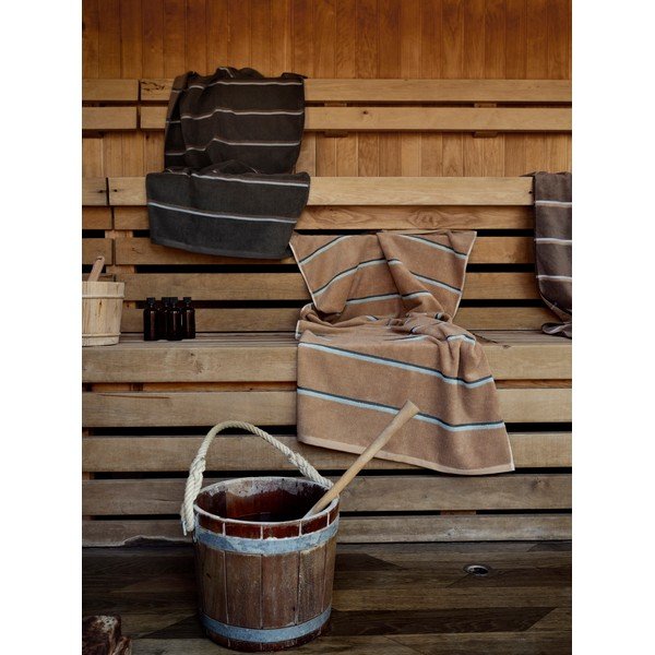 Asciugamano nero/grigio chiaro in cotone 70x140 cm Sauna – Zone-image-2