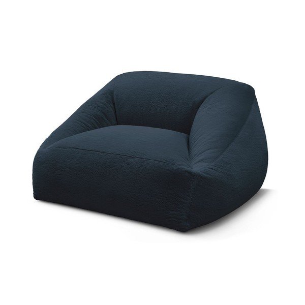 Puof a sacco blu scuro con rivestimento in pelliccia sintetica Lilibet – Bobochic Paris