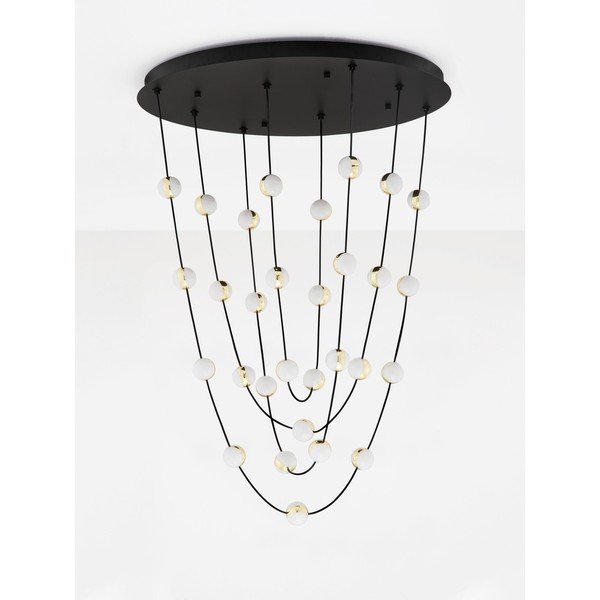 Lampadario LED nero opaco in alluminio con paralume in vetro acrilico con intensità regolabile ø 84 cm Alcinoe – Nova Luce-image-3