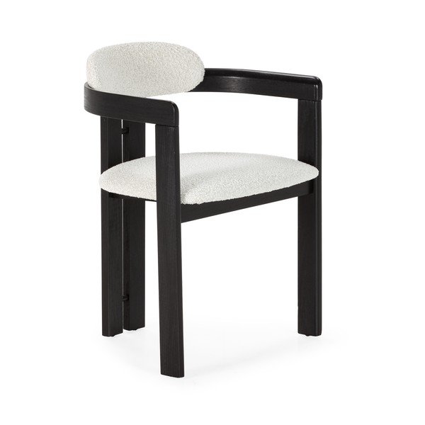 Set di sedie da pranzo bianca/nera in imbottito con braccioli 2 pz Eiden – MOME