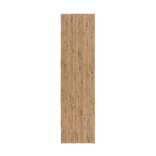 Passatoia in juta reversibile tessuta a mano di colore verde-naturale 60x230 cm Jute Boucle Green - Flair Rugs