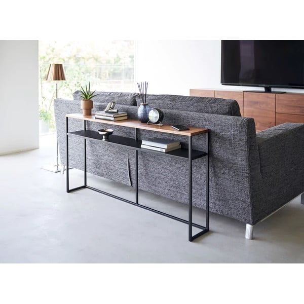 Tavolo consolle nero/in marrone scuro con effetto frassino 20,5x126 cm Tower - YAMAZAKI-image-1