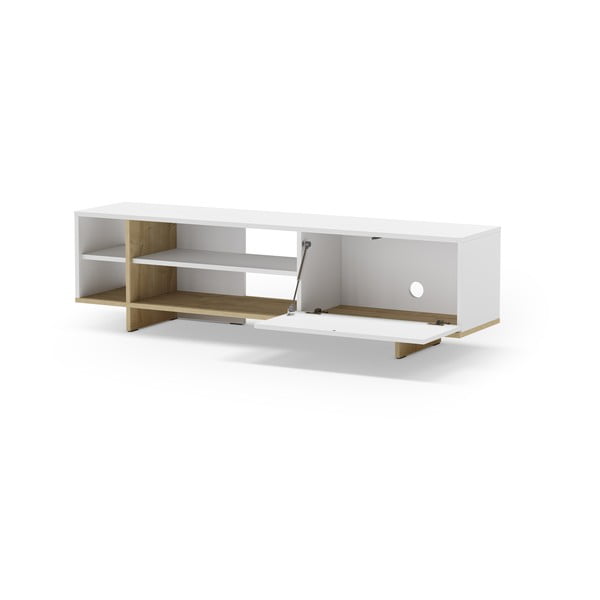 Tavolo TV bianco in rovere 160x44 cm Cequoia - Marckeric-image-3