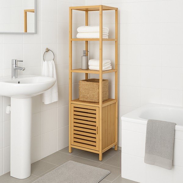 Scaffale per il bagno di colore naturale in bambù 35x140 cm Auren – Bonami Essentials-image-1